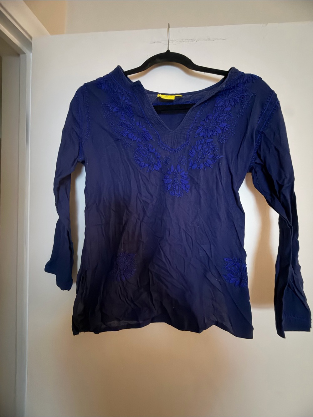 Roberta Roller Rabbit Navy Blue Embroidered V-Neck Tunic